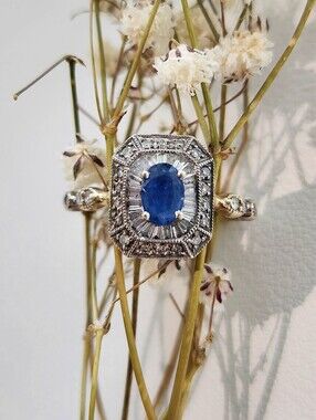 14kt Diamond Gemstone Ring Size 7.75